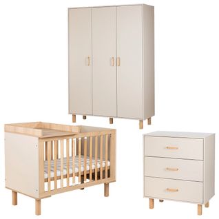 Laura Chambre Bébé Armoire Commode Et Lit Évolutif 120x60    Champagne   + Plan à Langer Lit