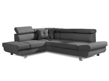 Canapé Angle Gauche Convertible 5 Places Lisbona En Tissu Gris Foncé