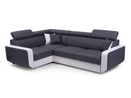 Dustin - Canapé D'angle L Réversible - 5 Places - Convertible Avec Coffre - Têtieres Réglables