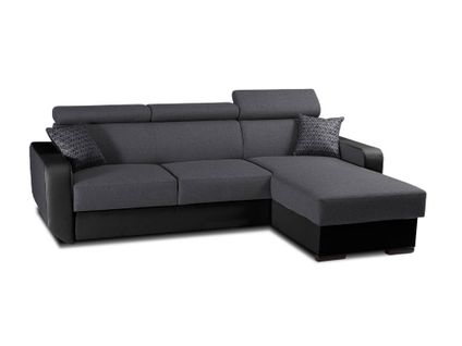 Canapé D'angle Réversible - 4 Places - Convertible Avec Coffre - Têtières Réglables - Dustin