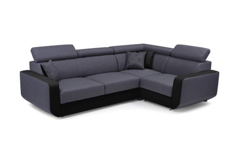 Canapé D'angle L Réversible - 5 Places - Convertible Avec Coffre - Têtières Réglables - Dustin