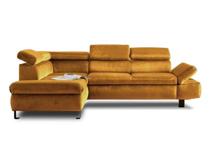 Canapé Angle Gauche Convertible 5 Places Nairobi En Velours Jaune