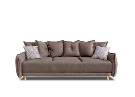 Canapé Droit Convertible 3 Places Lena En Tissu Latte