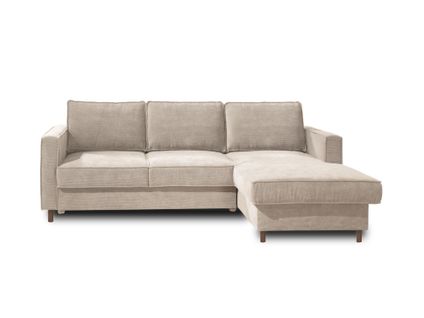 Canapé Angle Droit Convertible 4 Places Jake En Velours Côtelé Beige