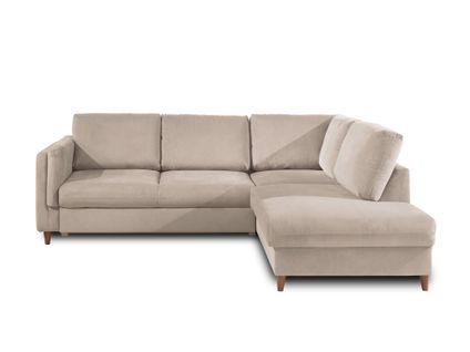 Canapé Angle Droit Convertible 5 Places Brooke En Velours Beige
