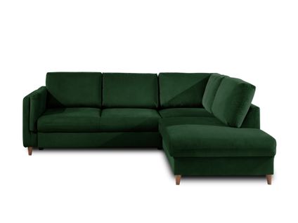 Canapé Angle Droit Convertible 5 Places Brooke En Velours Vert