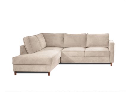 Canapé Angle Gauche Convertible 5 Places Jake En Velours Côtelé Beige