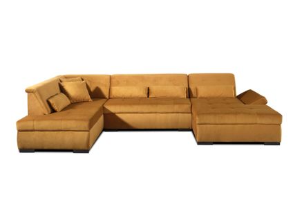 Canapé Panoramique 7 Places Vermont En Velours Jaune