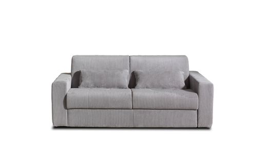 Canapé Droit Convertible 3 Places Sacha En Velours Côtelé Gris Clair