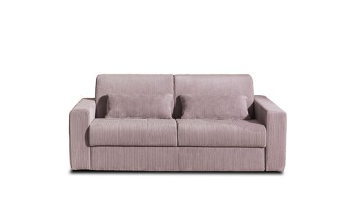 Canapé Droit Convertible 3 Places Sacha En Velours Côtelé Rose