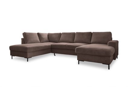 Canapé Panoramique 7 Places Lilly En Velours Côtelé Marron