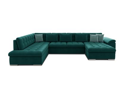 Canapé Panoramique 7 Places Chuck En Tissu Bleu Canard