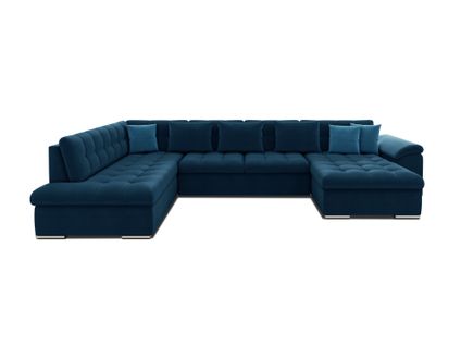 Canapé Panoramique 7 Places Chuck En Tissu Bleu Marine