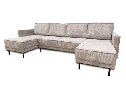 Canapé Panoramique 7 Places Charlie En Velours Côtelé Beige