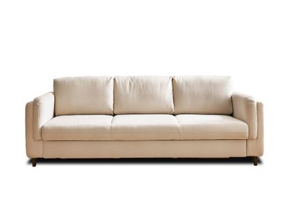 Canapé Droit Convertible 3 Places Brooke En Velours Beige