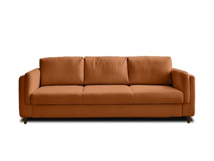 Canapé Droit Convertible 3 Places Brooke En Velours Rouille