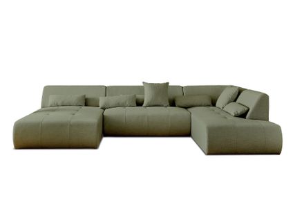 Canapé Panoramique 7 Places Onyx En Tissu Vert Sauge