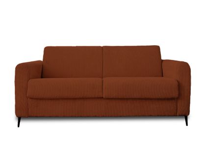 Canapé Droit Convertible 3 Places Owen En Velours Côtelé Terracotta