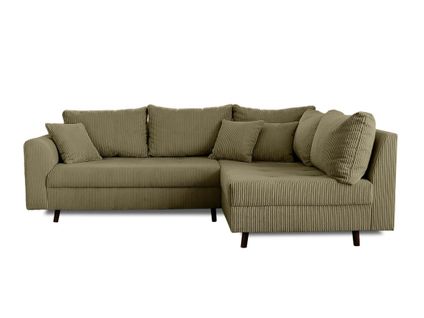 Canapé Angle Droit Convertible 4 Places Rune En Velours Côtelé Vert
