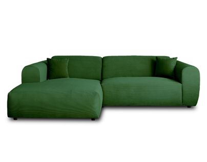 Aumance - Canapé D'angle Gauche 4 Places - En Velours Côtelé Vert