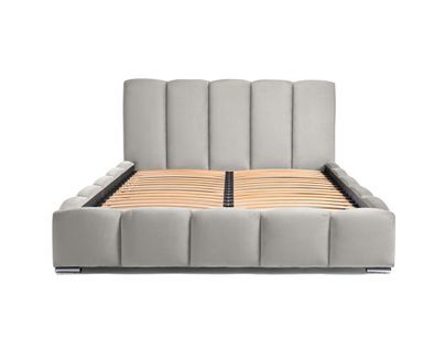 Torreon - Lit Coffre - 180x200 - Sommier Inclus - En Velours Gris Clair