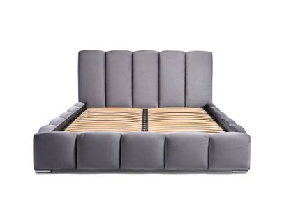 Torreon - Lit Coffre - 180x200 - Sommier Inclus - En Velours Gris Foncé