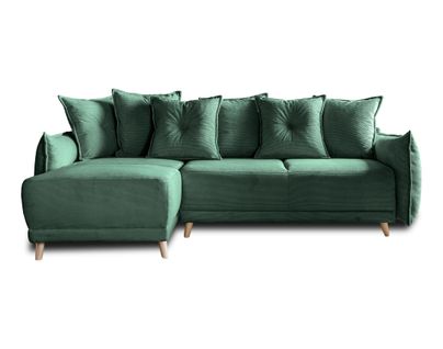 Lena - Canapé D'angle Réversible 4 Places - Convertible Avec Coffre - En Velours Côtelé