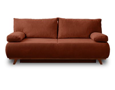 Canapé Droit Convertible 3 Places Cristal En Velours Texturé Terracotta