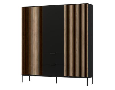 Savanna - Armoire - Effet Bois Et Noir - 185x180 Cm