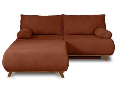 Canapé Droit Convertible 4 Places Cristal En Velours Texturé Terracotta