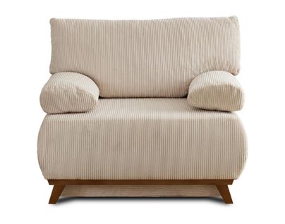 Cristal - Fauteuil - Convertible Avec Coffre - En Velours Côtelé Beige