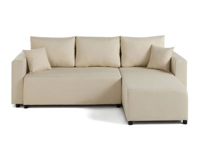 Regala - Canapé D'angle Réversible - 4 Places - Convertible Avec Coffre - En Tissu Beige