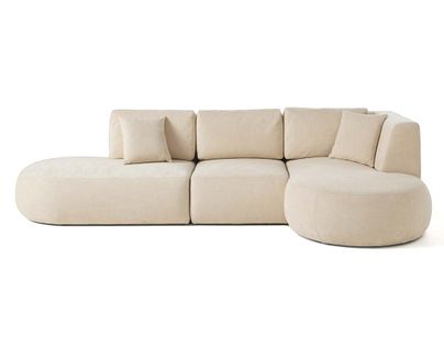 Santorini - Canapé Modulable D'angle Droit - 5 Places - En Tissu Texturé