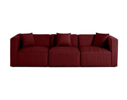 Nova - Canapé Modulable 3 Places - En Velours Rouge