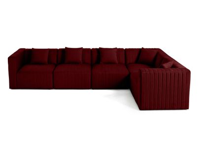 Nova - Canapé Modulable D'angle Réversible - 6 Places - En Velours Rouge