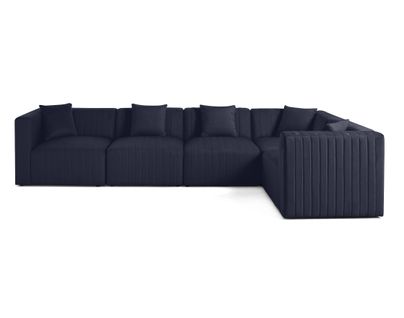 Nova - Canapé Modulable D'angle Réversible - 6 Places - En Velours Bleu Marine