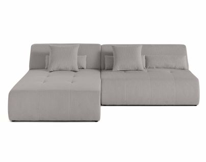 Onyx - Canapé Modulable D'angle Réversible 4 Places - En Velours Côtelé Gris Clair