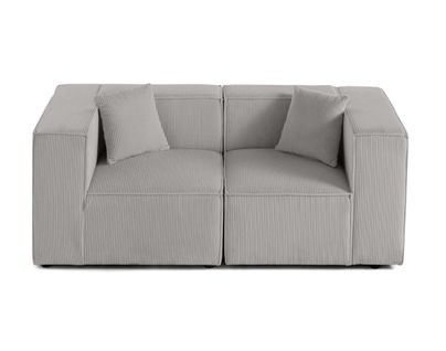 Arty - Canapé Modulable 2 Places - En Velours Côtelé Gris Clair