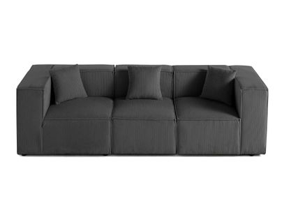 Arty - Canapé Modulable 3 Places - En Velours Côtelé Gris Foncé