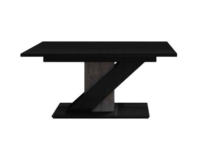 Burnie - Table à Manger Extensible - Noir Et Effet Béton - 4 à 6 Personnes