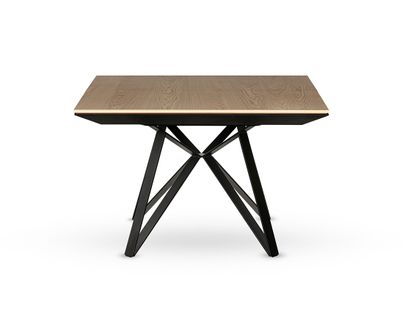 Belize - Table à Manger Carrée Extensible - Effet Bois Et Métal - 4 à 8 Personnes