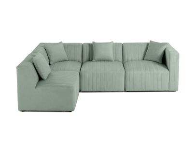 Nova - Canapé Modulable D'angle Gauche - 5 Places - En Velours Bleu