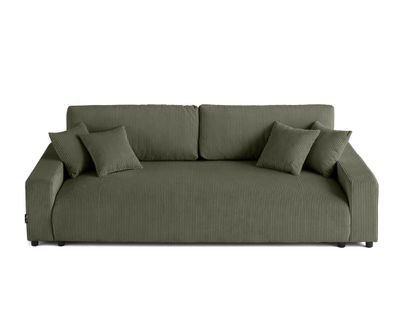 Canapé Droit Convertible 3 Places Pivoine En Velours Côtelé Vert