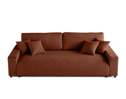 Canapé Droit Convertible 3 Places Pivoine En Velours Texturé Terracotta