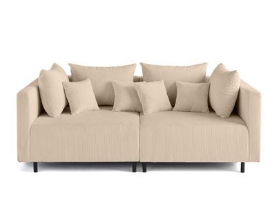 Edinburg - Canapé Modulable 2 Places - En Velours Côtelé Beige