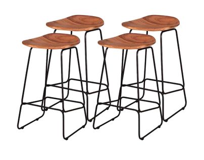 Djoda - Lot De 4 Tabourets De Bar - Bois Massif D'acacia