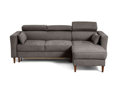 Alicante - Canapé D'angle Réversible Convertible Avec Têtières - Coffre - 4 Places - En Tissu Textur