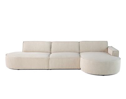 Spiaggia - Canapé D'angle Droit - Forme Arrondie - 5 Places - En Velours Côtelé