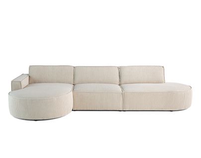 Spiaggia - Canapé D'angle Gauche - Forme Arrondie - 5 Places - En Velours Côtelé