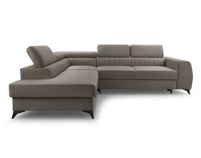 Canapé Angle Gauche Convertible 5 Places Aneta En Velours Taupe